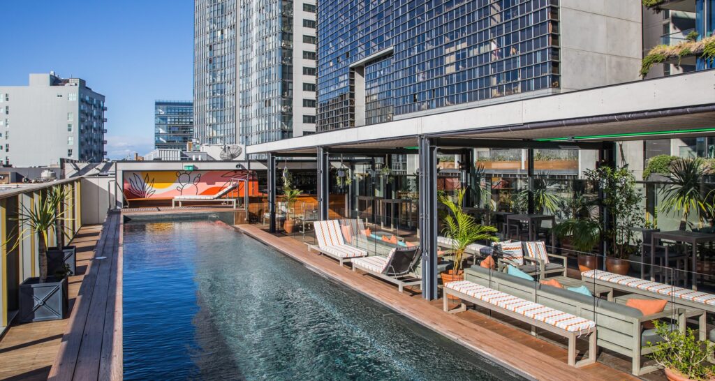 The rooftop pool at The Old Clare Hotel